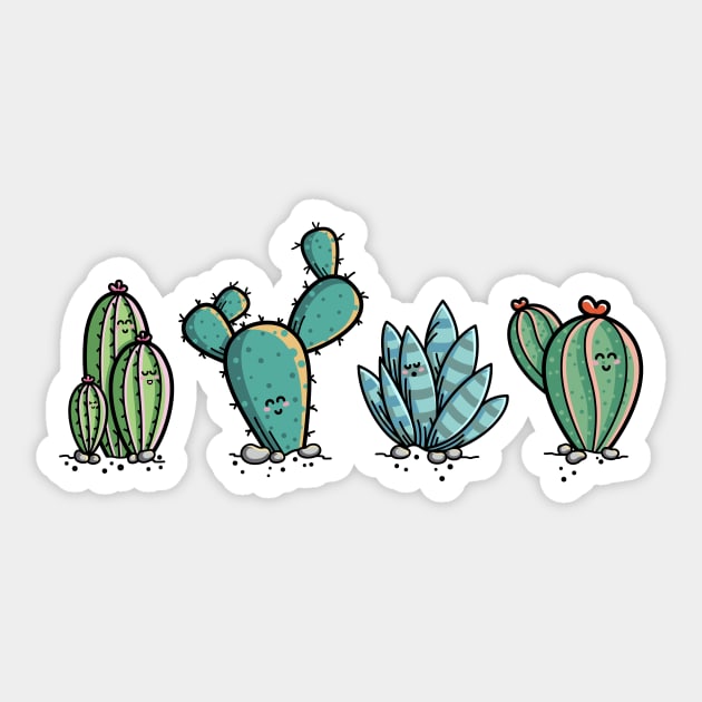 Kawaii Cute Cacti Desert Plants Sticker by freeves